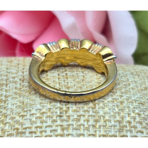 Gold Tone & Black & Clear Crystal Fashion Cocktail Ring Size 8.5 Band Style - Picture 4 of 7